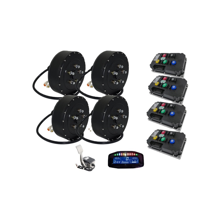 QS Motor QS273 8000W 50H V3 Four-Wheel Drive E-Car Hub Motor Kit with Fardriver ND96850 Controller 96V Conversion Kit