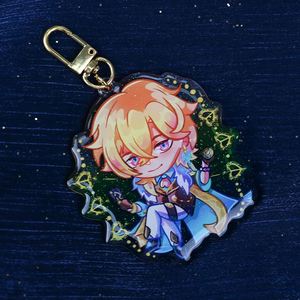 Custom Clear Acrylic Keychain Logo Cartoon Glitter Epoxy Keychain Charm Stand <b>Plastic</b> <b>Key</b> Chain Anime Acrylic Keyring - Product Image 5