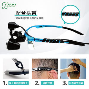 Loupe dentaire binoculaire 3,5x avec bandeau et lumière LED pour usage médical - Product Image 4