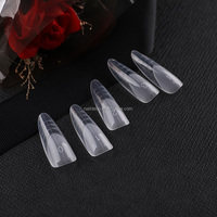 Formes Françaises Doubles Intérieures – Capsules d'Ongles Longues Ovales pour Extension d'Ongles Artificiels, Designs de Salon avec Lignes Guidées, Capsules en Gel Souple