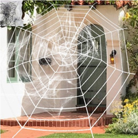 Telón de Fondo Decorativo para Halloween, 5m de Diámetro, 12 Capas, Telaraña Artificial Blanca Redonda de Nailon, Impresión Tipográfica, para Exteriores