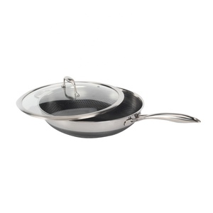 Wok de acero inoxidable de triple capa de 12.5 pulgadas con tapa, apto para inducción, apto para lavavajillas - Product Image 6