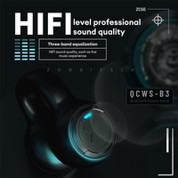 Écouteurs de jeu sans fil à clip d'oreille Zombies Cat QCWS-B3 Bluetooth 5.3 à très faible latence, casque ouvert