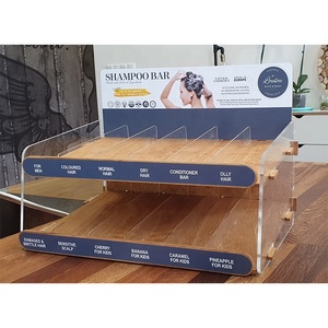 Particiones acrílicas desmontables personalizadas, encimera de madera, barras de champú, organizador de exhibición, estante para tienda - Product Image 1