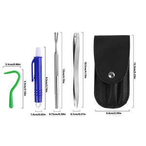 Kit de suppression des tiques et des puces pour animaux de compagnie Outils en acier inoxydable avec pochette de rangement pour chiens chats lapins - Product Image 6