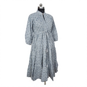 Vestido Túnica de Algodón Orgánico Natural, Moderno y Cómodo, de Longitud Midi, para Mujer, Hecho a Mano, con Encaje Floral, para Fiestas - Product Image 1