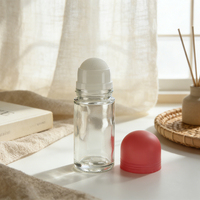 2026 Flacon vide en verre 50 ml avec bouchon à vis et applicateur roll-on pour parfum, soins de la peau, shampoing corporel et déodorant stick