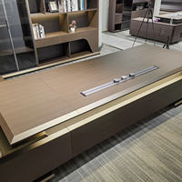 Bureau d'ordinateur en bois moderne en forme de L, bureau de direction avec armoire latérale pour PDG