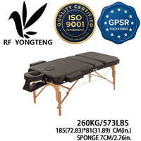 Table de massage pliable triple légère en PU noir, portable, 3 sections, pour spa, salon, soins corporels, cils