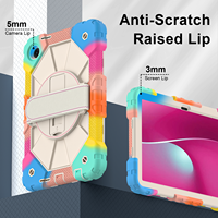 Étui robuste antichute pour T-Mobile Revvl Tab 2 10.1 2025 avec support rotatif à 360°, dragonne et bandoulière, bicolore, pour enfants, OEM ODM
