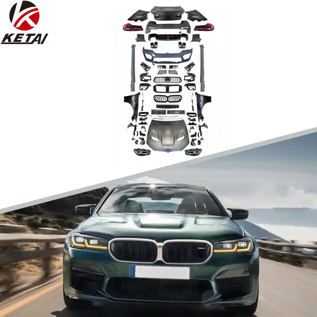 Viejo a nuevo G30 LCI M5 estilo Bodykit faro trasero parachoques capó guardabarros difusor trasero para BMW 5 Series F10