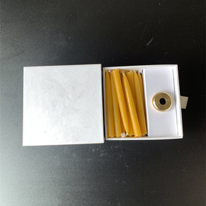 Velas Cónicas Mini Personalizadas con Portavelas de Latón, Vela de Cera de Abeja para Oración, Regalo para Yoga, Relajación y Rituales - Product Image 1