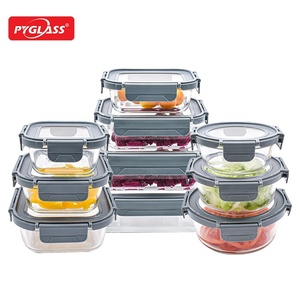 Airtight 10 Sets BPA-Free Glass Food Storage <strong>Containers</strong> with Grey Glass Lids, for Microwave, Oven, Freezer, Leak Proof - Product Image 1