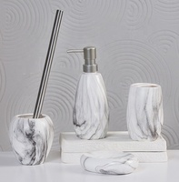 Fabricant de produits de salle de bain en céramique écologiques et personnalisés Ensemble d'accessoires de salle de bain en porcelaine marbrée moderne pour la maison, l'hôtel et les toilettes