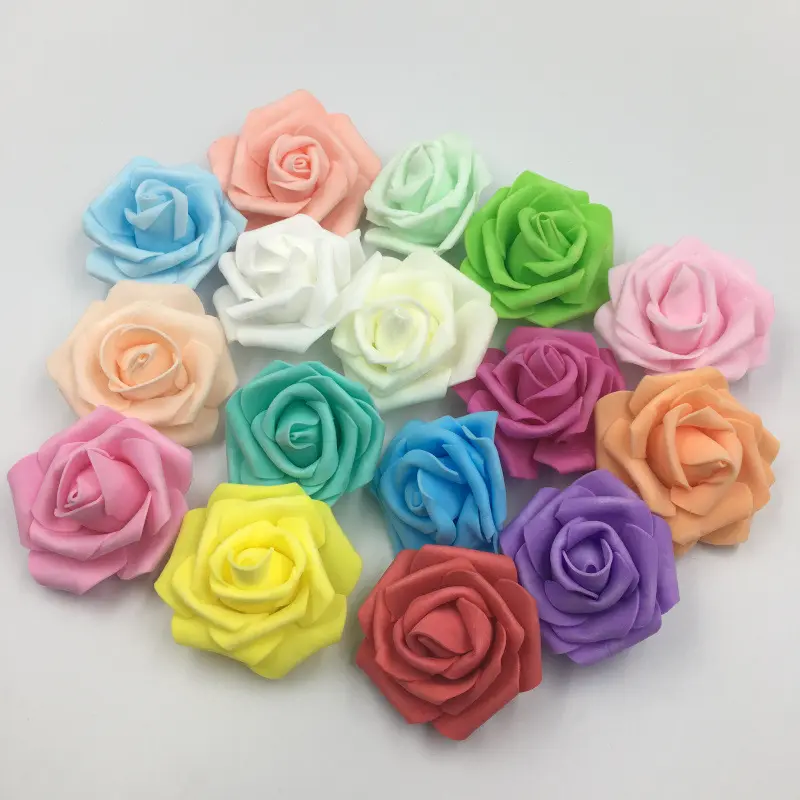 20 Colors Artificial Foam Flower DIY Valentine's Day Wedding Flower Crafts Accessories 7CM Mini Fake Rose Head