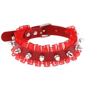 Punk nouveau Harajuku dentelle femmes gothique Rivet pointes en cuir collier ras du cou collier à la main Punk Sexy élégant en cuir Pu tour de cou - Product Image 5