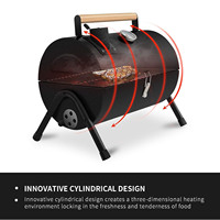 Barbecue portable à charbon de bois de 15 pouces, mini-barbecue de table avec thermomètre et cheminée pour le camping, la terrasse et les fêtes de plein air