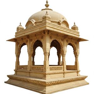 Pavillon Chatri en grès jaune sculpté à la main, style architectural indien, pour projets de cour intérieure - Product Image 1