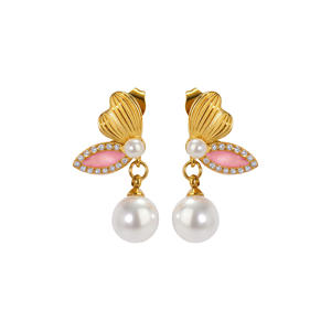 Pendientes de Moda con Forma de Mariposa en Acero Inoxidable Chapado en Oro de 18K para Mujer, Diseño Dulce y Lujoso, Regalo Ideal - Product Image 1