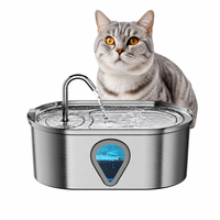 Fontaine à eau pour animaux de compagnie en acier inoxydable 304 WF170 3,5 L, distributeur d'eau automatique pour chat et chien avec fenêtre de niveau d'eau visible, pompe silencieuse