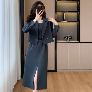 Women's Short Sleeve Suit Set Autumn Casual Satin Anti-Wrinkle Professional Stylish Pants Jacket For Petite Figures - Product Image 2