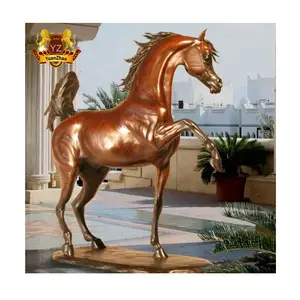 Extérieur Carré École Jardin Décoration Métal Artisanat Debout Animal Coulé Cuivre Bronze Cheval Statue Taille Réelle En Laiton Cheval Statue