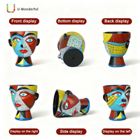 Großhandel Handbemalte Picasso Abstrakte Gesichts-Harzvase Menschlicher Kopf Skulptur Pflanzgefäß Desktop-Ornament Tisch-Blumendekoration