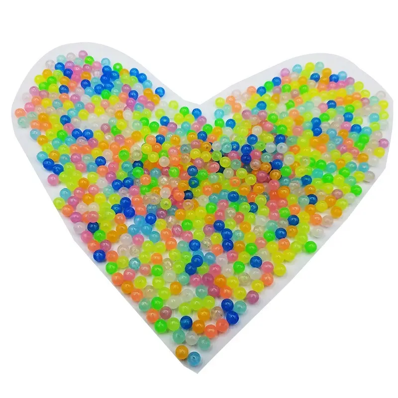 Plastic Acrylic luminous bead glow in dark fishing beads 500g/bag 6mm 8mm 10mm 12mm With Hole
