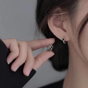 Fashion Jewelry For Women Fine Jewelry Earing Fashion Jewelry Set Silver 925 Jewelry Sterling Silver 925Jewellery <b>Black</b> Heart - Product Image 2