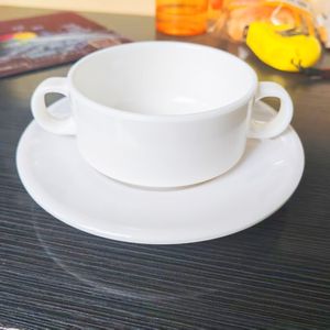 Ensemble de tasses à café en mélamine blanche au design populaire, poignée bon marché, réutilisable, en <span class=keywords><strong>plastique</strong></span>, avec soucoupe en céramique, vente en gros d'usine, <span class=keywords><strong>vaisselle</strong></span> pour la maison - Product Image 6