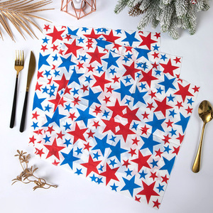 <span class=keywords><strong>Serviettes</strong></span> patriotiques rouges, blanches et bleues à motifs étoilés pour la fête de l'Indépendance des États-Unis, logo personnalisé, vente en gros d'usine - Product Image 3