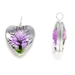 Pendentifs arbre de vie en verre Transparent en forme de coeur Accessoires de bijoux faits à la main pour collier - Product Image 4