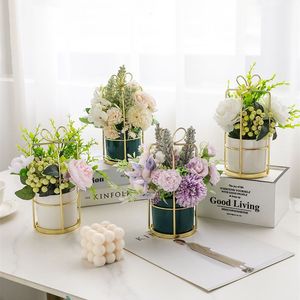 Fleurs artificielles en soie de style nordique, décoration d'intérieur, support de fleurs en forme de nœud, ensemble de décoration pour salon et meuble <span class=keywords><strong>TV</strong></span> - Product Image 4
