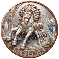 Pièce de monnaie en cuivre pur 999 de 1 oz, série animale mythologie nordique, colorée, en relief, édition collector 3D UV, pièce de monnaie en cuivre