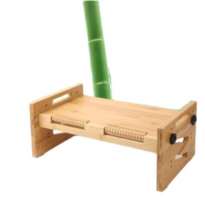 Solid Wood Adjustable Footstool With Massage Rollers Wooden Footrest For Home Desk And Kids Height Increasing <b>Stool</b> - Product Image 2