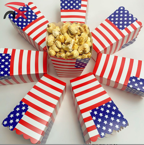 Boîte d'emballage alimentaire personnalisée en carton blanc pour les frites, les nuggets de poulet et les popcorn, avec drapeau national, pour emporter - Product Image 1