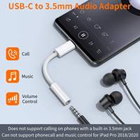 Adaptateur USB C-3,5 mm (matériau ABS) pour câble de casque iPhone/iPad/Pixel