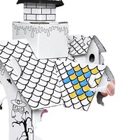 Maison de jeu pour enfants en papier à dessiner, modèle de cabane à graffitis DIY, BF30005