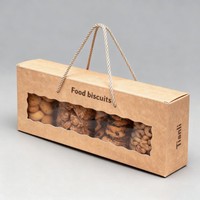 Boîte à biscuits en kraft avec fenêtre en PVC, impression numérique, écologique, pour biscuits cuits, chocolat, boîte en papier, faible MOQ, recyclable, boîte cadeau