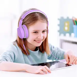 Fones de ouvido infantis com cancelamento de ruído, headset para crianças, menina, com fio, cabeça, celular para crianças