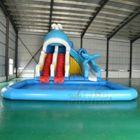 Tobogán Acuático Inflable Comercial con Piscina de Chapoteo, Tobogán Inflable para Parque Acuático para Niños, Alquiler para Eventos al Aire Libre