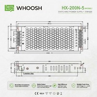 Alimentation LED WHOOSH 5V 40A 200W avec affichage, Driver AC/DC à découpage pour module d'écran LED mince et mur vidéo 200-240V