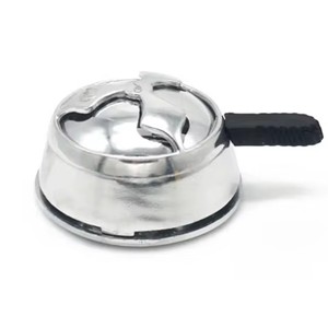 Accessoires pour fumer Shengling, bol à charbon en alliage d'aluminium avec poignée pour chicha, finition argentée et noire mate - Product Image 5