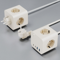 Toma eléctrica de 3 salidas de alta calidad con interruptor maestro, tira de alimentación estándar de la UE con 2 puertos USB, 2 puertos tipo C, enchufe con enchufe KC
