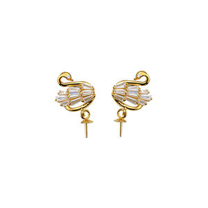 S925 Silver Swan Earrings Female 2pcs <b>Pearl</b> Earrings Empty Tray DIY Jewelry Accessories Semi Finished 957-Fashion Jewelry <b>Sets</b> - Product Image 5