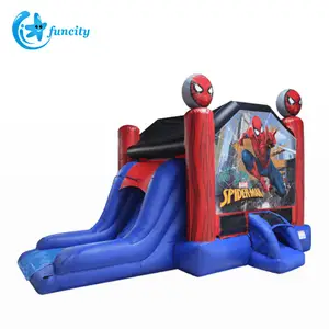 Spiderman Theme Bouncy Castles Thương Mại Inflatable Bouncer Slides Inflatable Trampoline