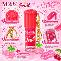 Porte-clés Breloque Fruitée, Huile à Lèvres Brillante et Juteuse, Boîte de Présentation 24 Pièces, Cosmétiques en Gros Marque Privée