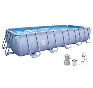 2021 Jilong Avenli 12018EU retangular Quadro Piscina Set escada