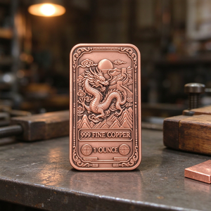 Lingot commémoratif en cuivre pur .999 de 1 oz, lingot métallique orné en relief, objet de collection haut de gamme pour les amateurs - Product Image 2