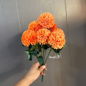 Bouquet floral artificiel fait main à 9 têtes, grande boule, décoration pour la fête des mères, <span class=keywords><strong>Dahlia</strong></span>, Chrysanthème, Œillet, Pissenlit, Long - Product Image 4